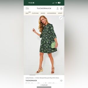 Viridian Stamped Bouquets Royal Shirt Dress Size S